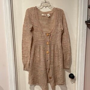 Anthropologie Tan Button-Up Cardigan